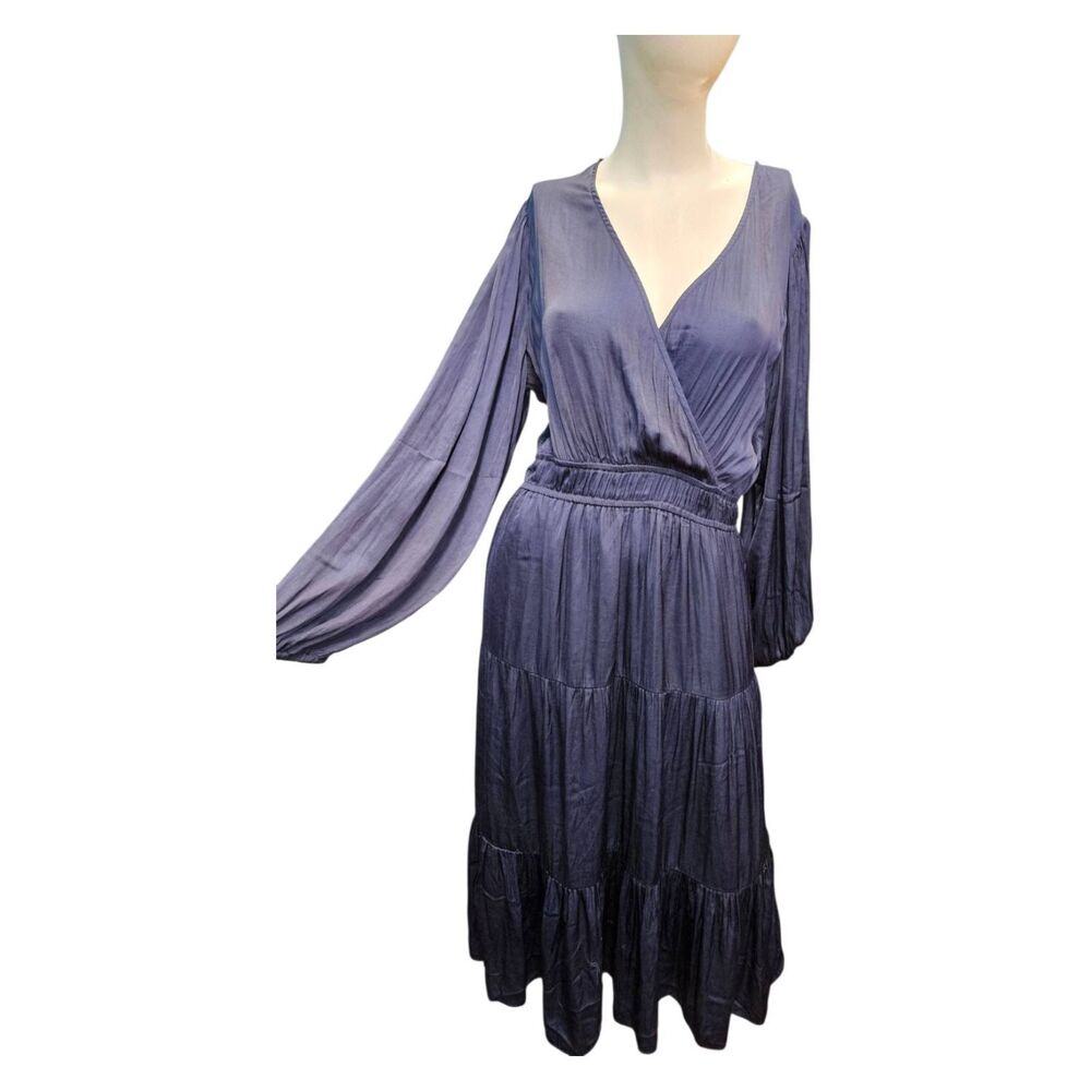 Joie Navy Blue Tiered Maxi Dress Womens Size Large Surplus Top - Picture 3 of 9